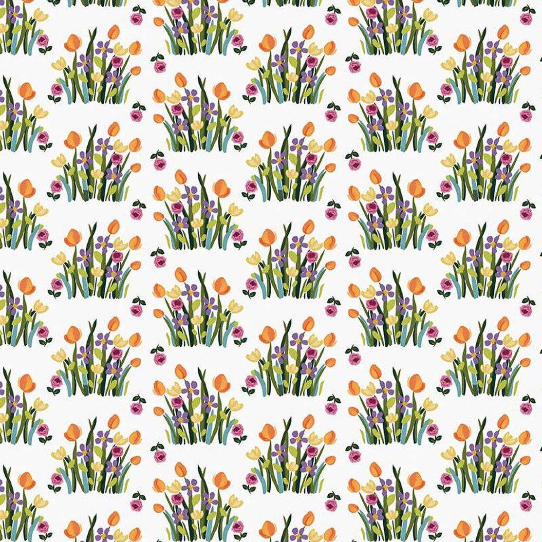 Floralicious White Floral Stems Fabric