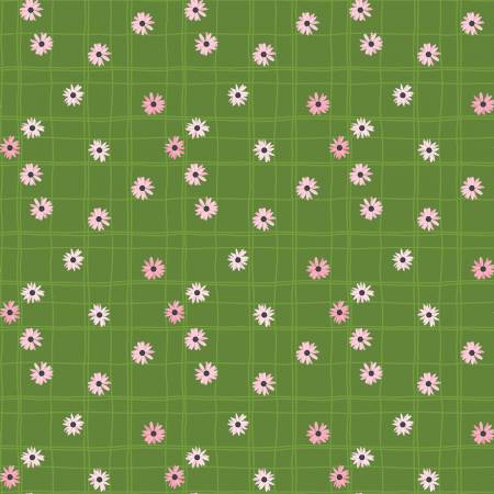 Flour and Flower Green Flower Grid Fabric-Riley Blake Fabrics-My Favorite Quilt Store