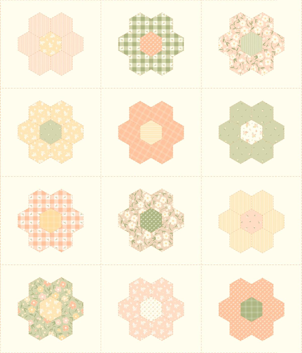 Flower Girl Multi Hexi Floral 36" Panel-Moda Fabrics-My Favorite Quilt Store