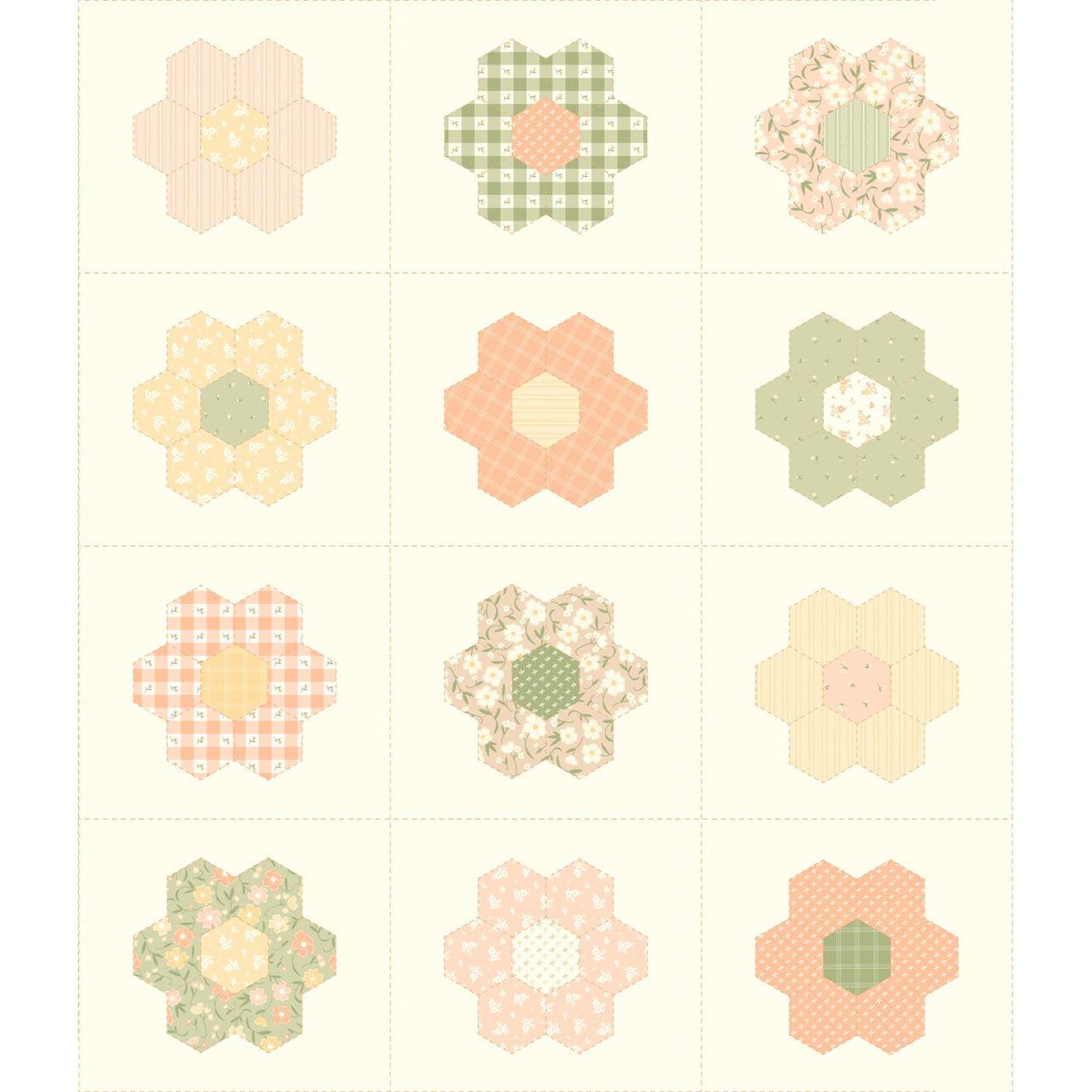 Flower Girl Multi Hexi Floral 36" Panel-Moda Fabrics-My Favorite Quilt Store
