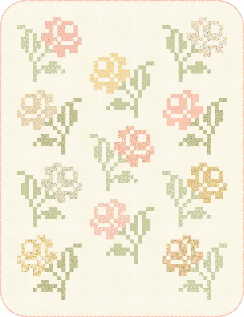 Flower Girl Vintage Stitching Quilt Kit-Moda Fabrics-My Favorite Quilt Store