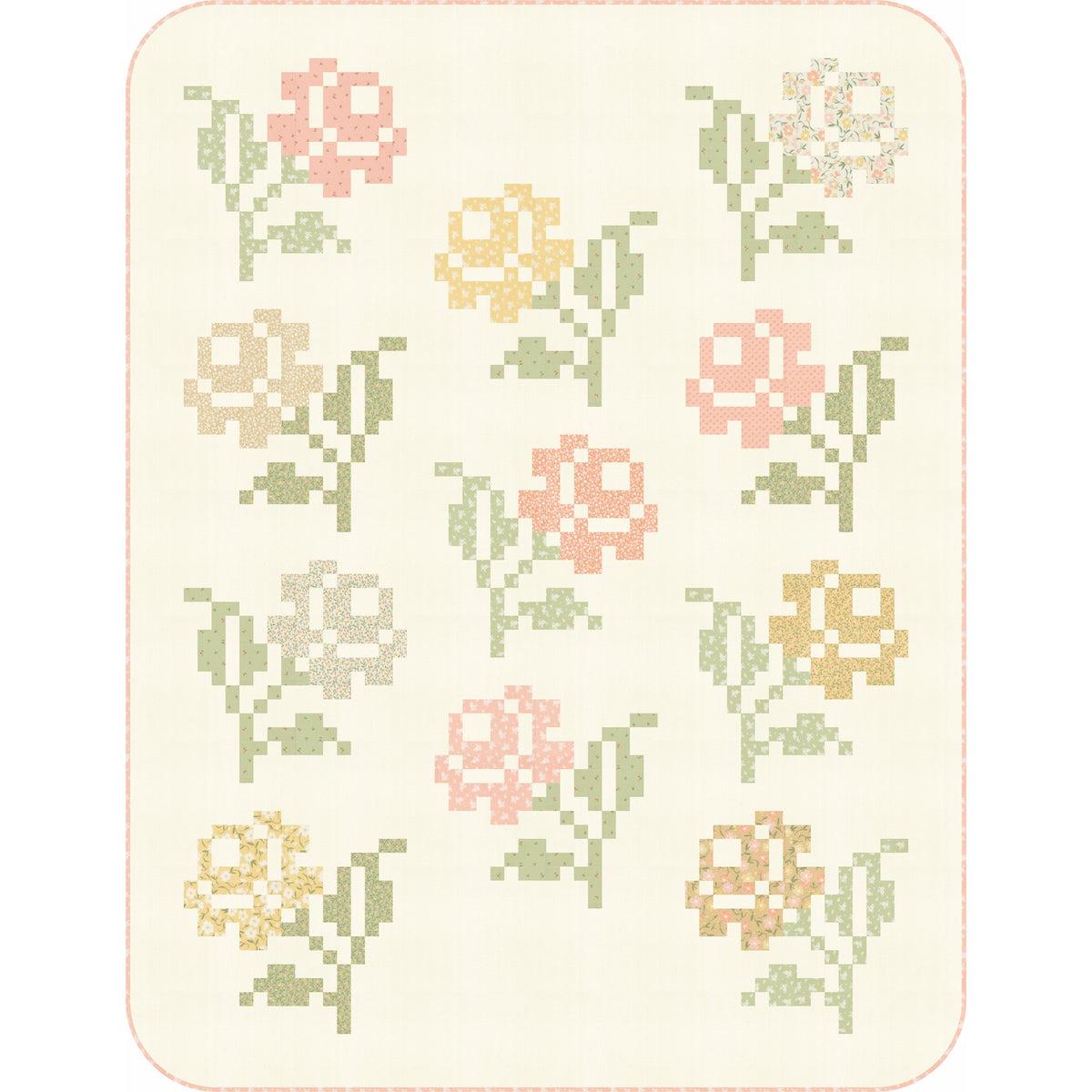 Flower Girl Vintage Stitching Quilt Kit-Moda Fabrics-My Favorite Quilt Store