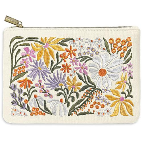 Flower Market Wildflower Embroidered Canvas Pouch