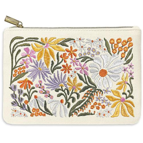 Flower Market Wildflower Embroidered Canvas Pouch-Moda Fabrics-My Favorite Quilt Store