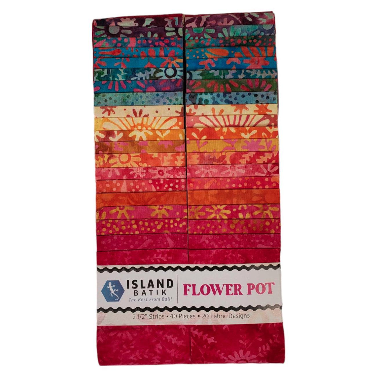 Flower Pot Batik 2 1/2" Strip Pack-Island Batik-My Favorite Quilt Store
