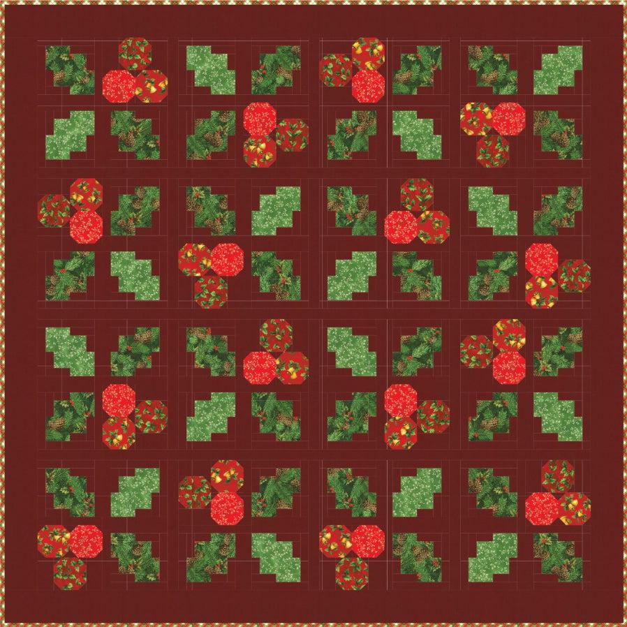 Flowerhouse:Vintage Christmas Holly Jolly Quilt Kit