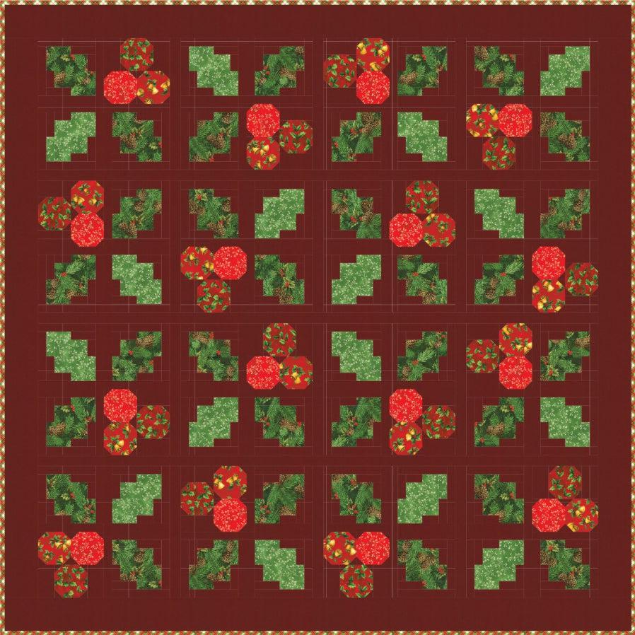 Flowerhouse:Vintage Christmas Holly Jolly Quilt Kit-Robert Kaufman-My Favorite Quilt Store