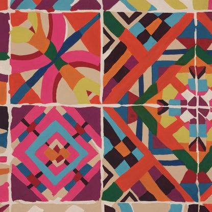 Folklorico Multi Colorful Cantera Tile Fabric