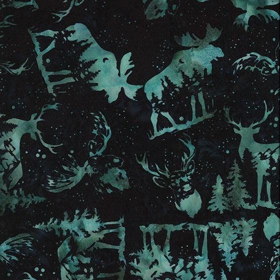 Forest Edge Batik Nirvana Deer Moose Fabric