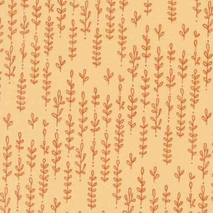Forest Frolic Butterscotch Leafy Lines Fabric