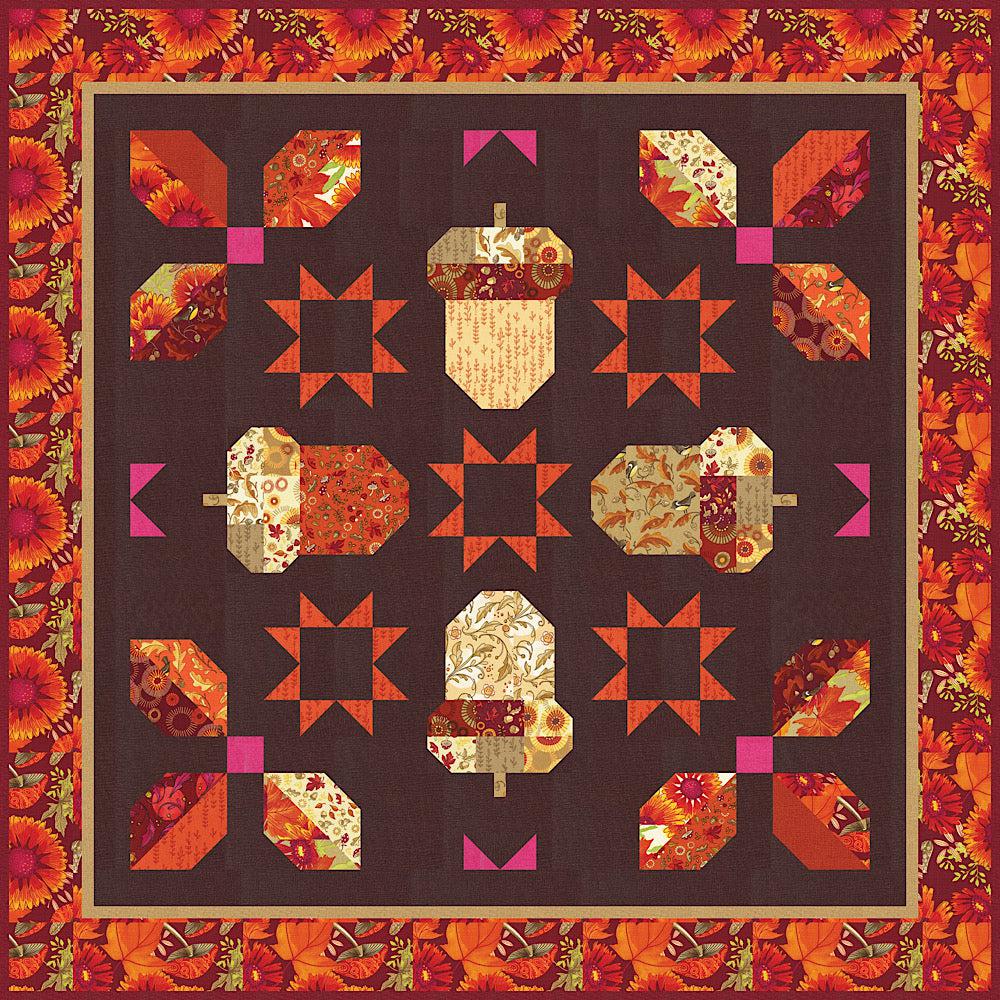 Forest Frolic Dark Acorn Quartet Quilt Kit