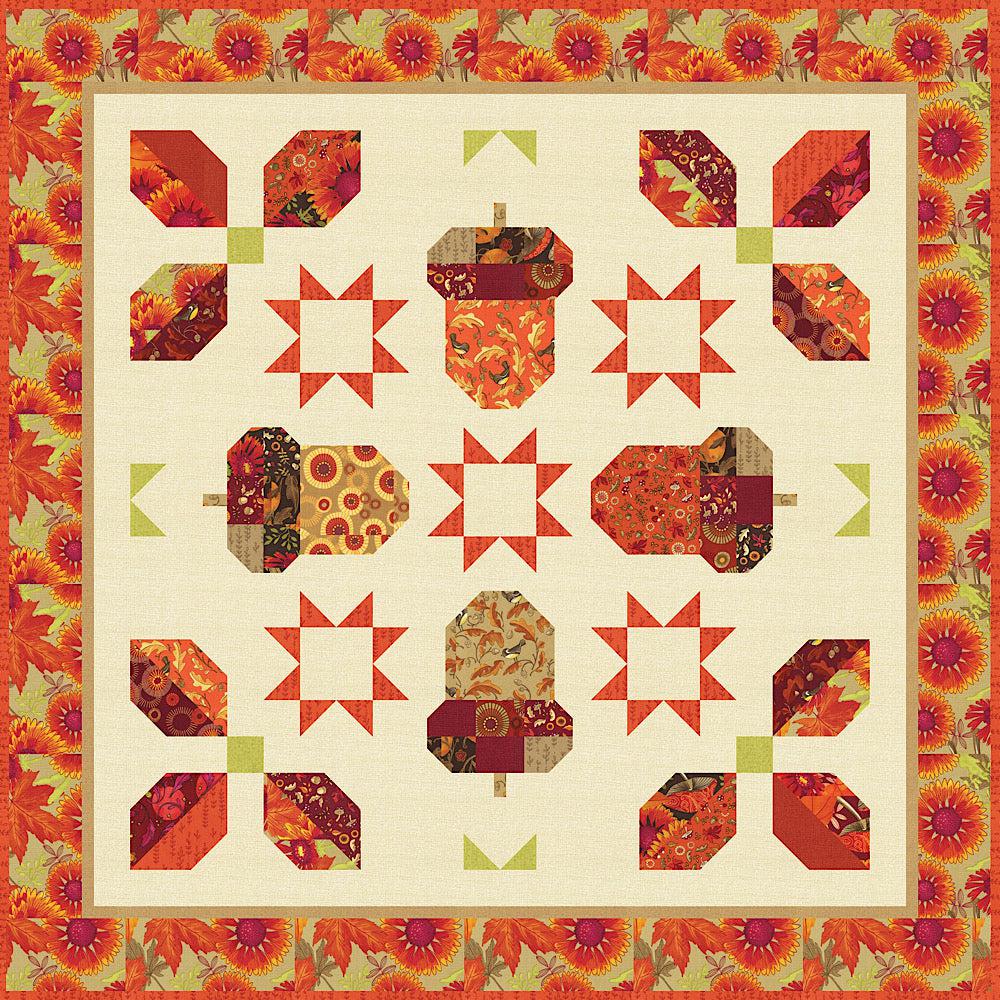 Forest Frolic Light Acorn Quartet Quilt Kit