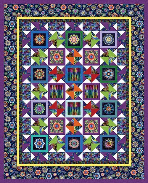 Fractal Flowers Patchwork Quilt Pattern - Free Digital Download-Studio e Fabrics-My Favorite Quilt Store