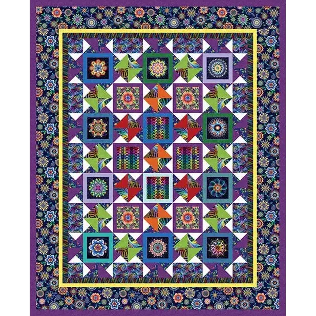 Fractal Flowers Patchwork Quilt Pattern - Free Digital Download-Studio e Fabrics-My Favorite Quilt Store