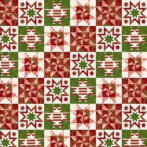 French Countryside Christmas Multi Quilt Block Patch Fabric-3 Wishes Fabric-My Favorite Quilt Store