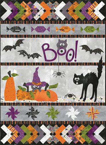 Scaredy Cats White Purr-fect Halloween Fabric by Terri Degenkolb