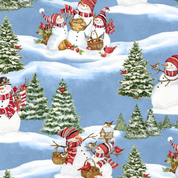 Frosty Frolic Blue Scenic Fabric-Wilmington Prints-My Favorite Quilt Store