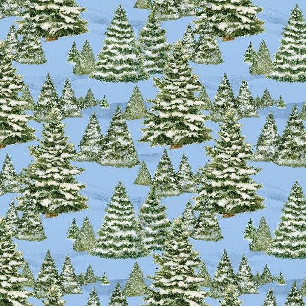 Frosty Frolic Blue Trees All Over Fabric-Wilmington Prints-My Favorite Quilt Store