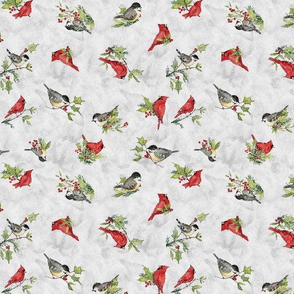 Frosty Frolic Light Gray Bird Toss Fabric-Wilmington Prints-My Favorite Quilt Store