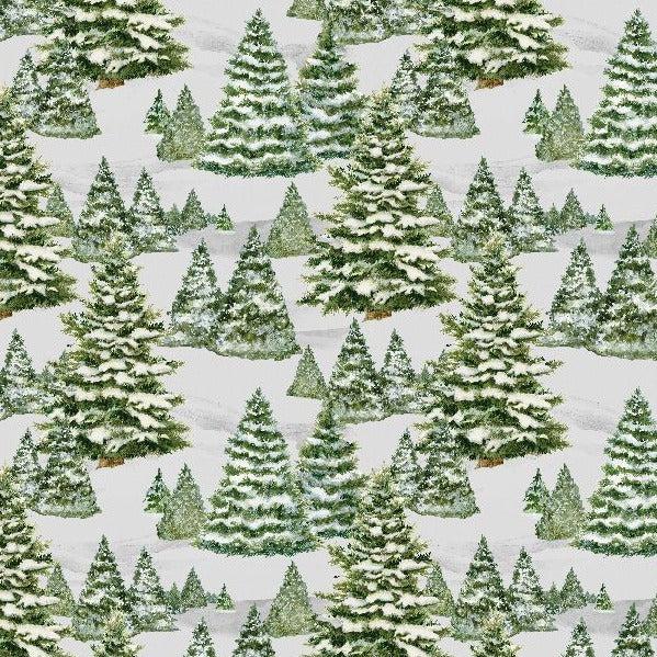 Frosty Frolic Light Gray Trees All Over Fabric-Wilmington Prints-My Favorite Quilt Store