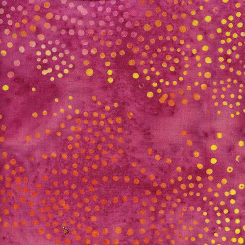 Full Bloom Dots Pink and Yellow Batik Fabric