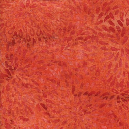 Full Bloom Marigold Red Batik Fabric
