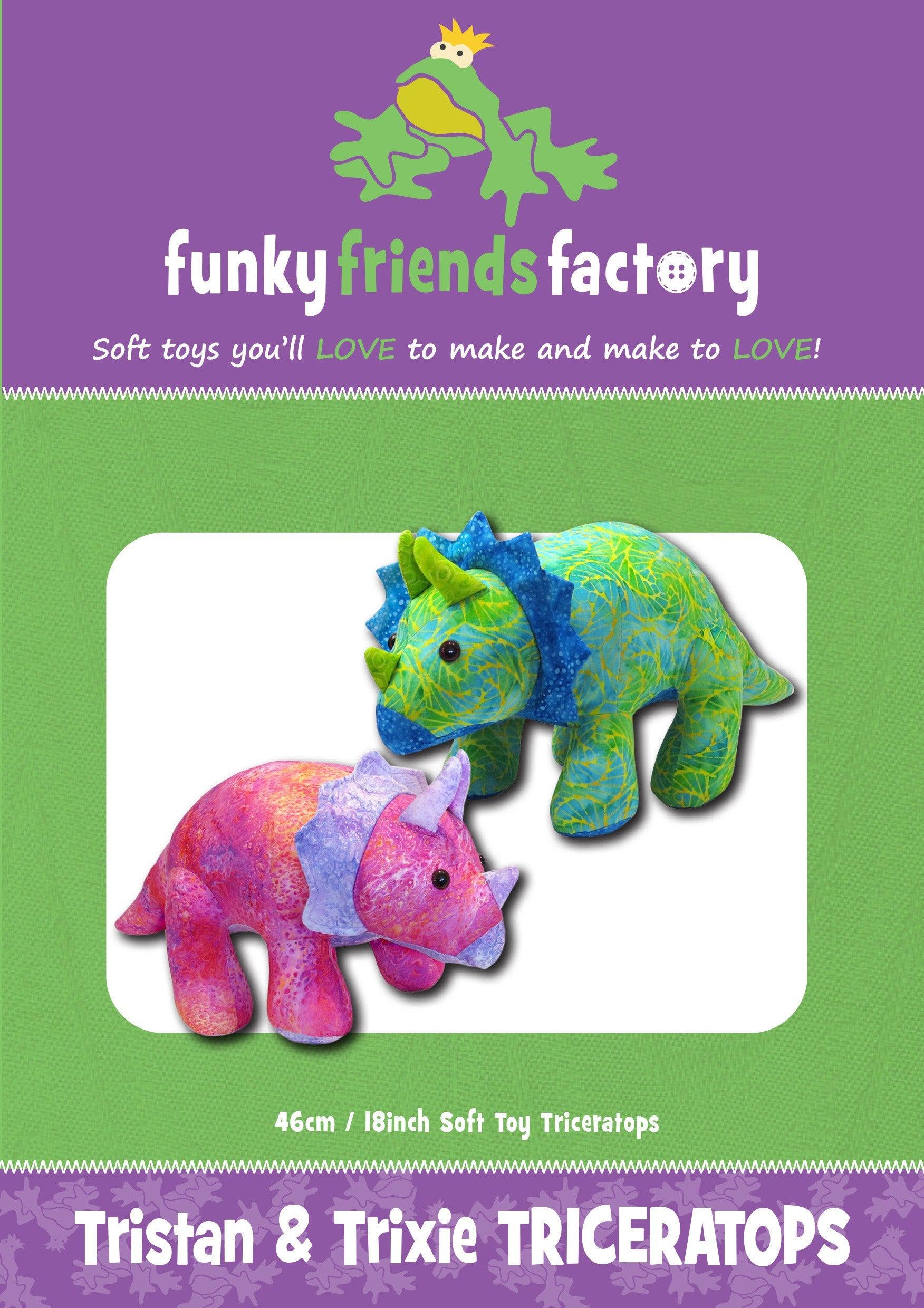 Funky Friends Trixie & Tristan Triceratops Pattern-Funky Friends Factory-My Favorite Quilt Store