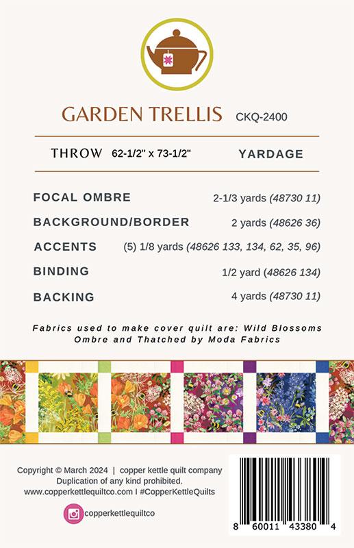 Garden Trellis Quilt Pattern-Copper Kettle Quilt Company-My Favorite Quilt Store