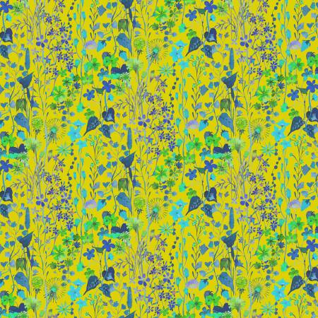 Gardenia Chartreuse Posie Fabric-Windham Fabrics-My Favorite Quilt Store