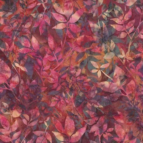 Garnet Glow Bohemian Large Leaves Batik Fabric-Hoffman Fabrics-My Favorite Quilt Store