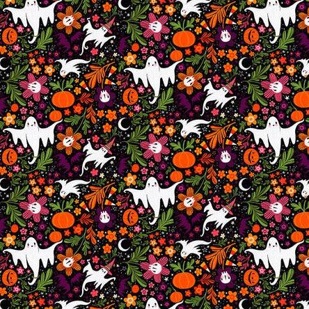 Ghostly Greetings Black Spooktacular Fabric-Free Spirit Fabrics-My Favorite Quilt Store