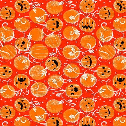Ghostly Greetings Pumpkin Happy Jacks Fabric