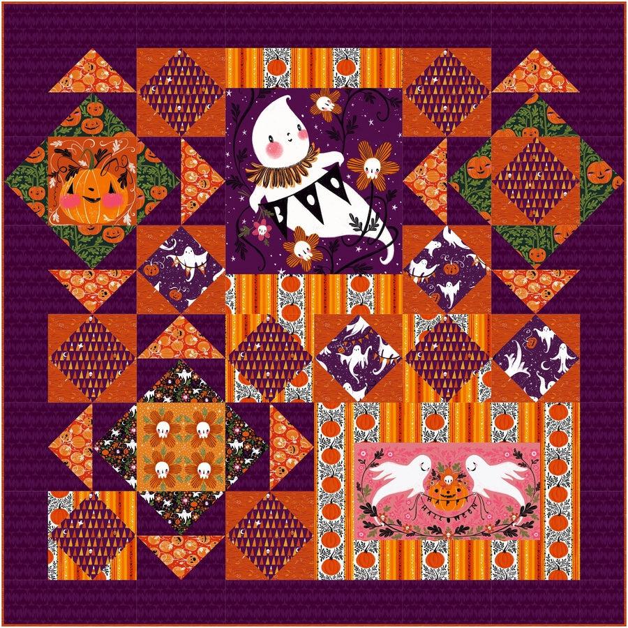 Ghostly Greetings Punkin Quilt Kit-Free Spirit Fabrics-My Favorite Quilt Store