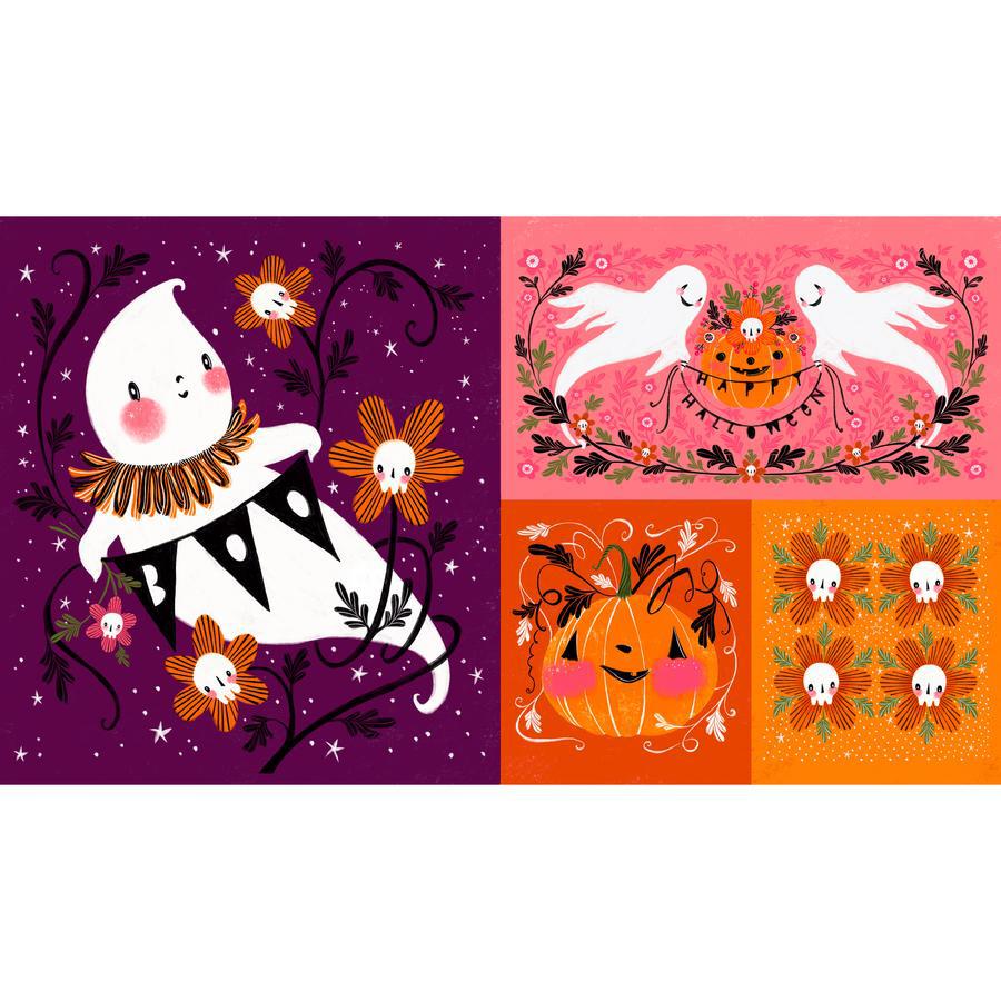 Ghostly Greetings Purple Ghost Panel 24"-Free Spirit Fabrics-My Favorite Quilt Store