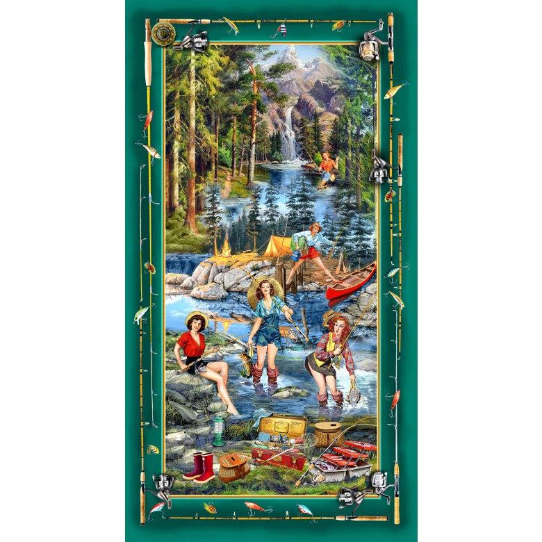Girls Gone Fishing Forest 24" Panel