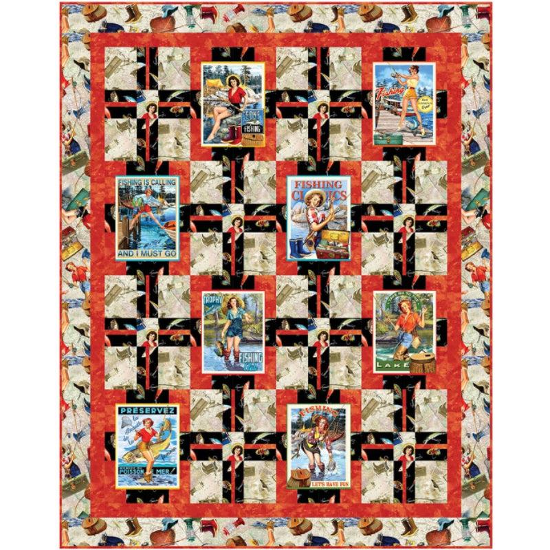 Girls Gone Fishing Pin Ups Quilt Kit