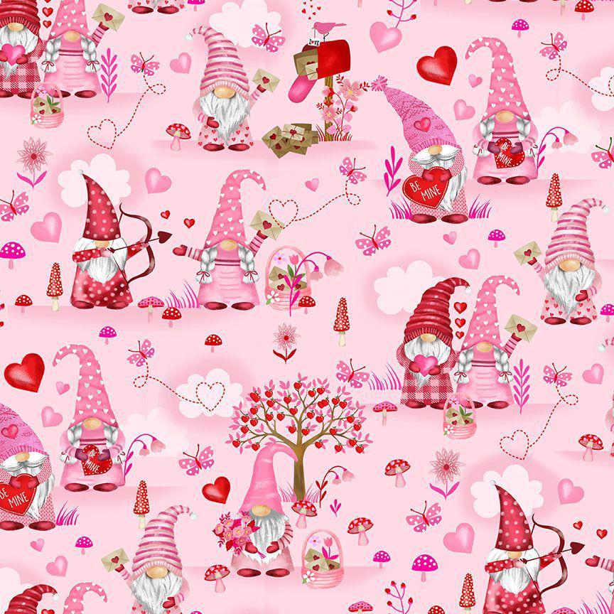Gnome One Like You Pink Valentine Gnomes Fabric
