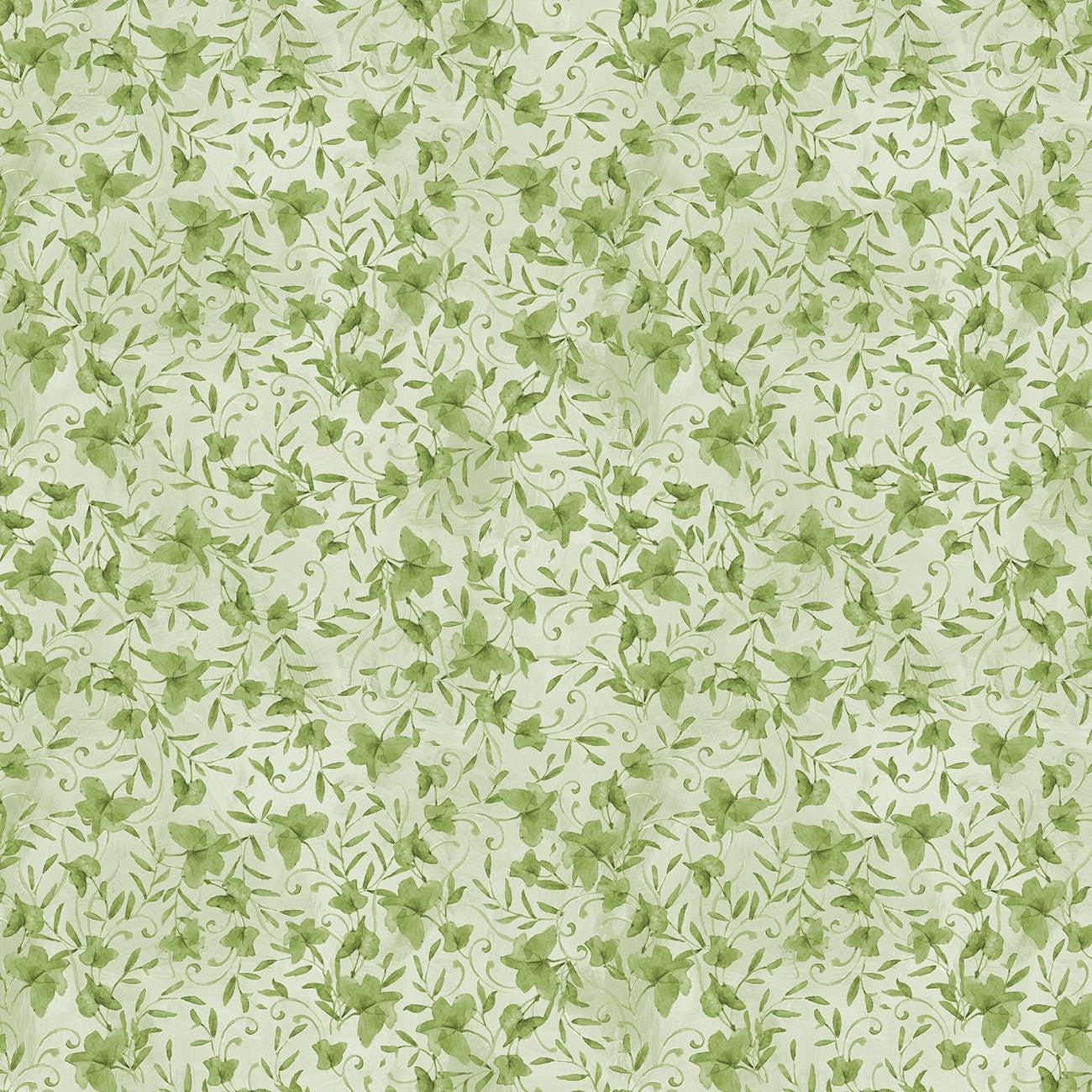 Gnome and Garden Green Leaf Toss Fabric – End of Bolt – 42″ × 44/45″