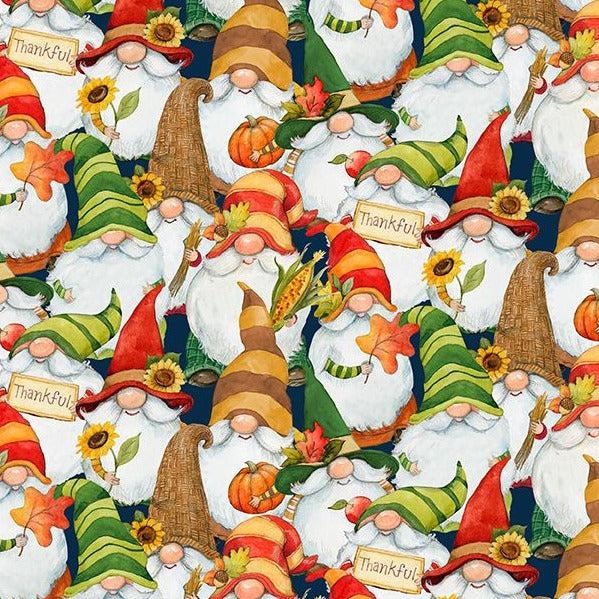 Gnome-kin Patch Multi Packed Gnomes Fabric-Wilmington Prints-My Favorite Quilt Store