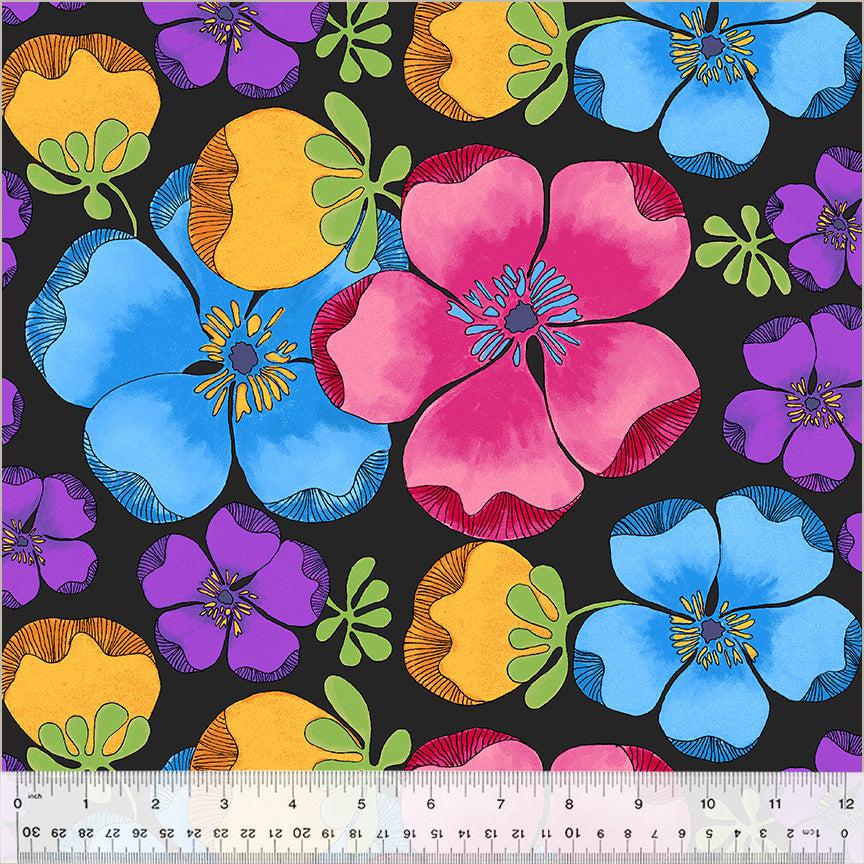 Goodness Gracious Black Embrace Floral Fabric-Windham Fabrics-My Favorite Quilt Store