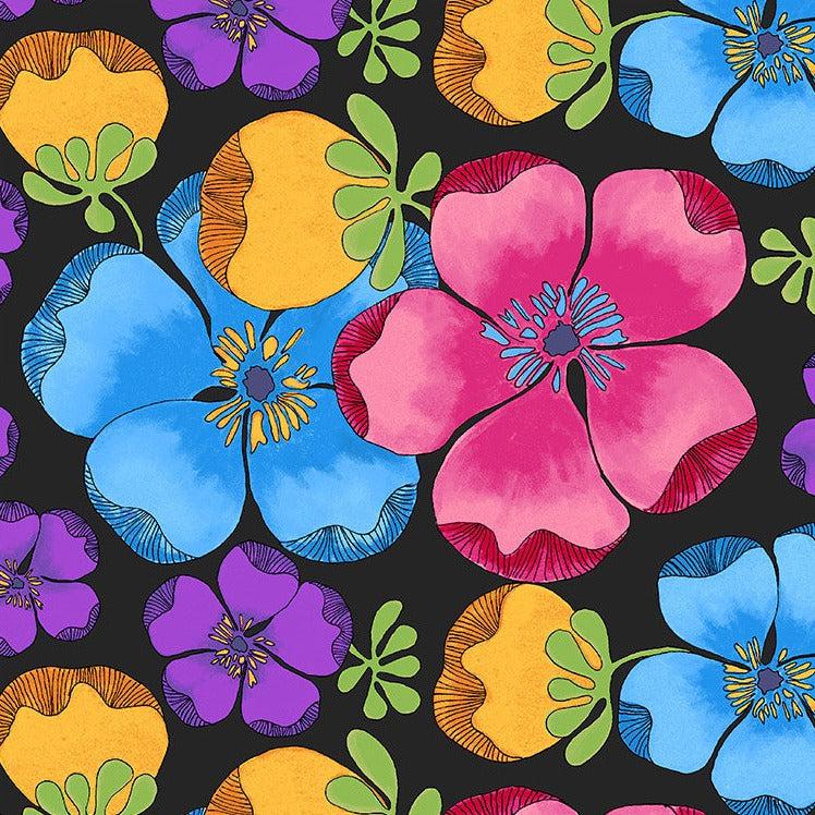 Goodness Gracious Black Embrace Floral Fabric-Windham Fabrics-My Favorite Quilt Store