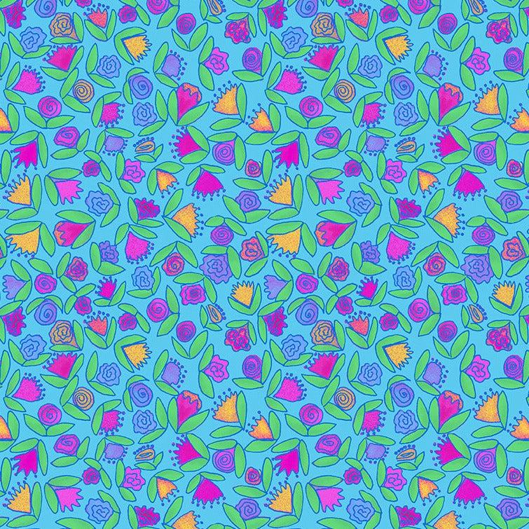 Goodness Gracious Blue Little Ditsy Flowers Fabric