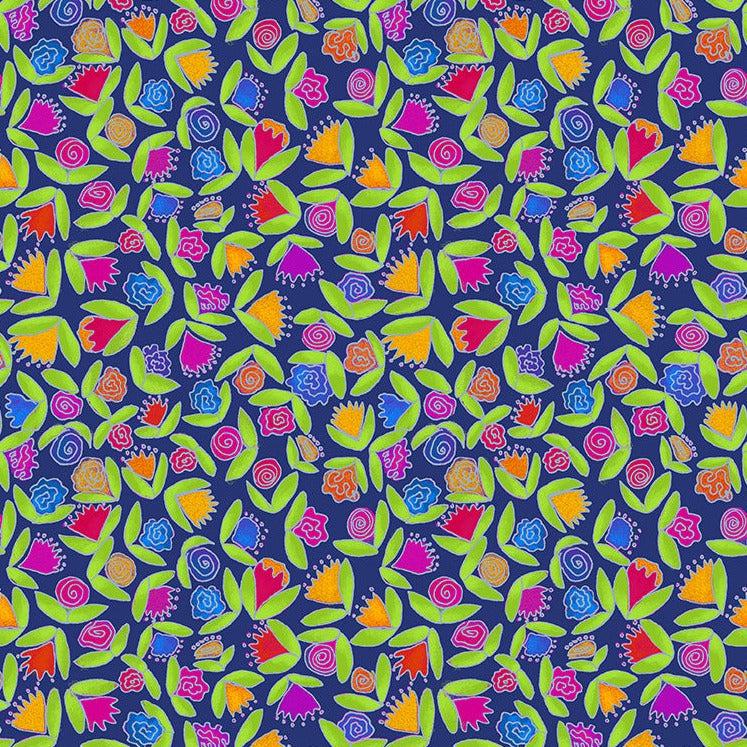 Goodness Gracious Cobalt Little Ditsy Flowers Fabric-Windham Fabrics-My Favorite Quilt Store