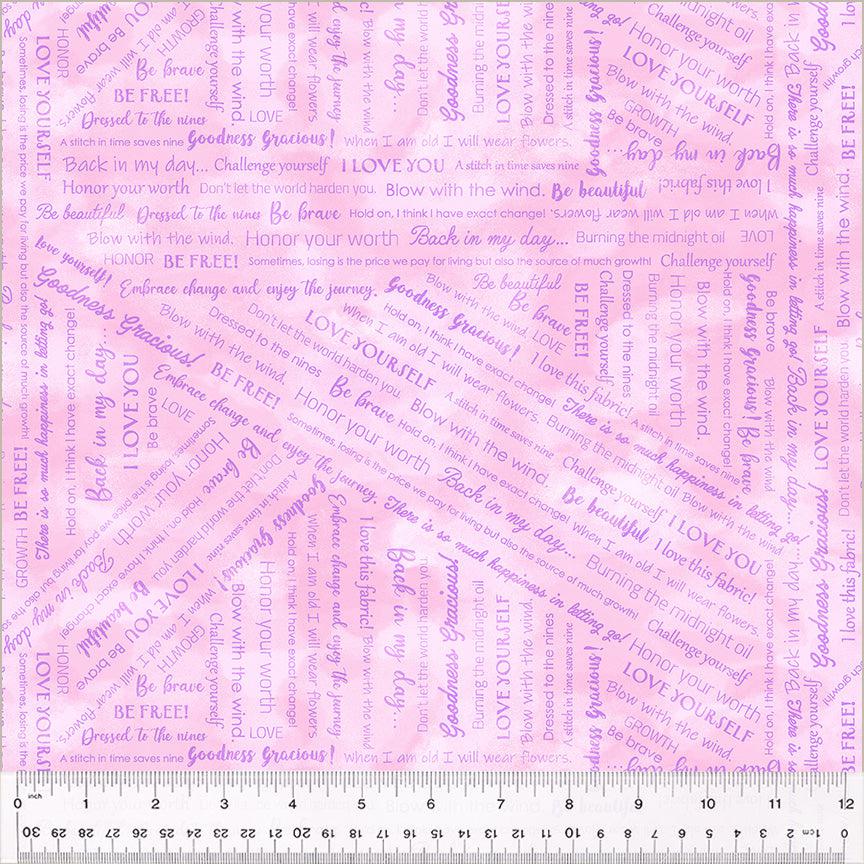 Goodness Gracious Cotton Candy Collaged Phrases Fabric-Windham Fabrics-My Favorite Quilt Store