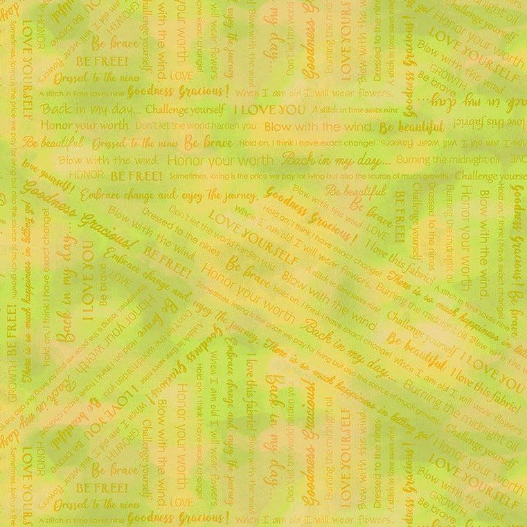 Goodness Gracious Lime Collaged Phrases Fabric-Windham Fabrics-My Favorite Quilt Store