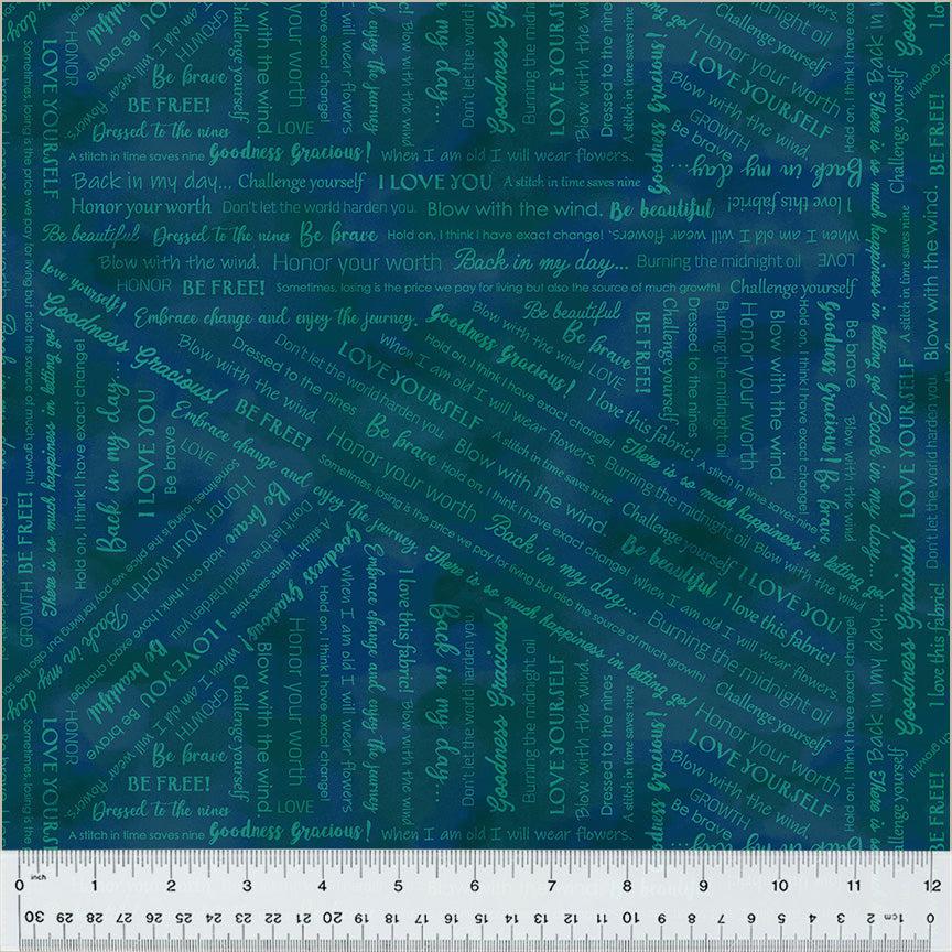 Goodness Gracious Navy Collaged Phrases Fabric-Windham Fabrics-My Favorite Quilt Store