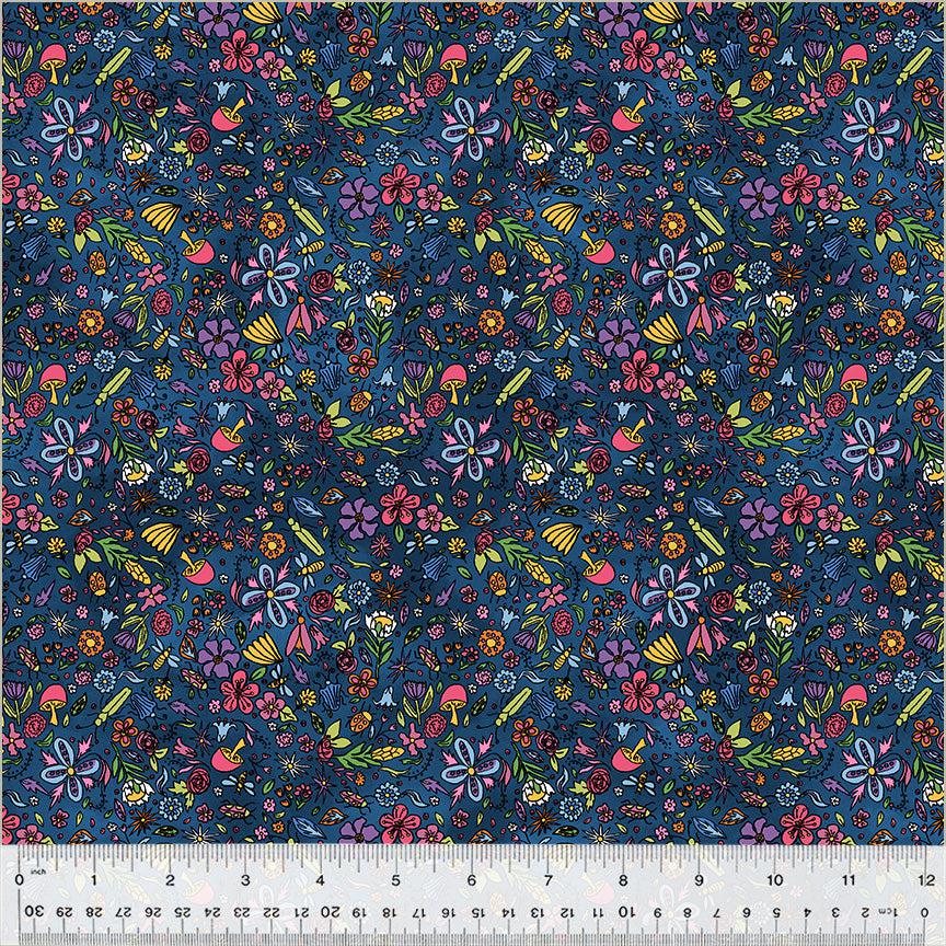 Goodness Gracious Navy Foraging Fabric-Windham Fabrics-My Favorite Quilt Store