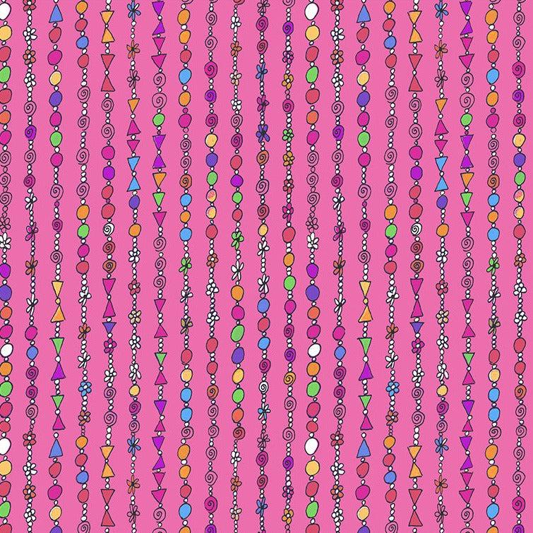 Goodness Gracious Pink Beaded Necklace Fabric-Windham Fabrics-My Favorite Quilt Store