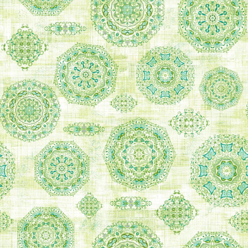 Grace & Charm Medallion Toss Light Green Fabric