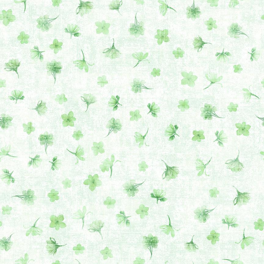 Grace & Charm Tossed Floral Light Green Fabric
